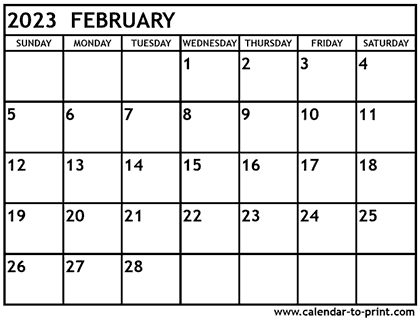 February 2023 calendar