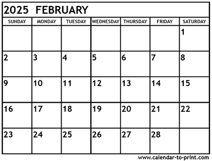 February 2025 calendar