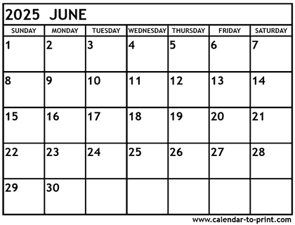 June 2025 calendar