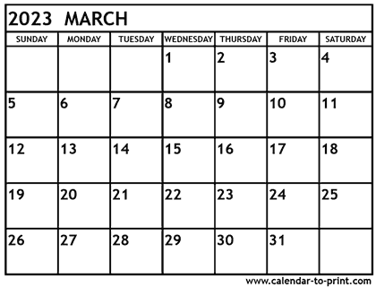 March 2023 calendar