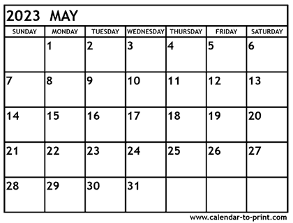 May 2023 calendar