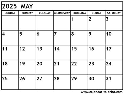 May 2025 calendar