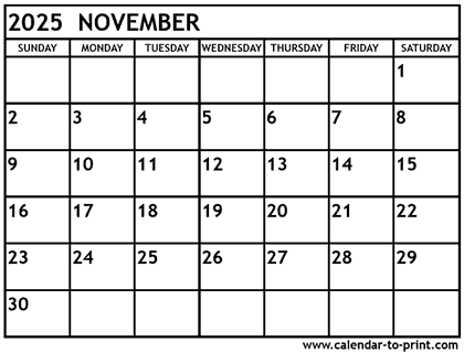 November 2025 calendar