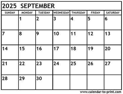 September 2025 calendar