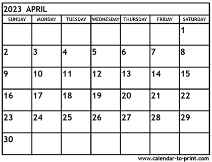 April 2023 calendar