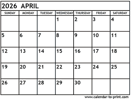 April 2026 calendar