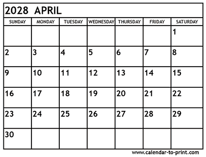 April 2028 calendar