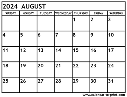 August 2024 calendar