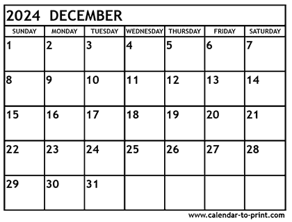 December 2024 calendar