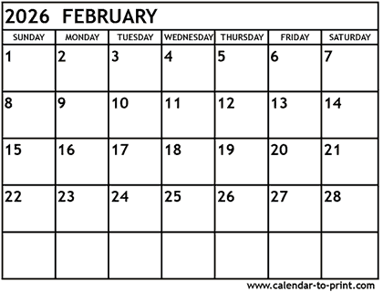 February 2026 calendar