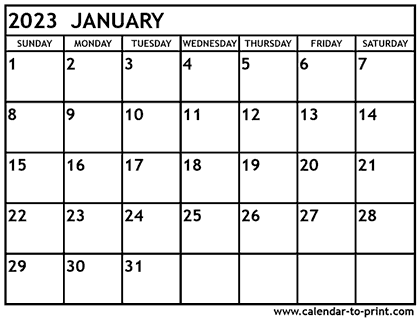 January 2023 calendar