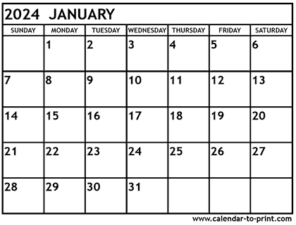 January 2024 calendar