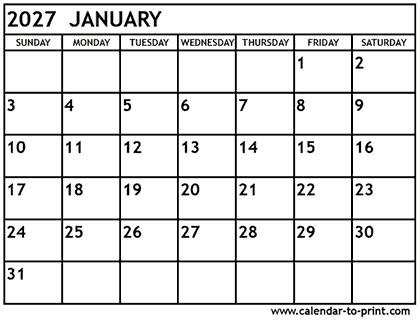 2027 Calendars Free Printable 2027 Monthly Calendars 