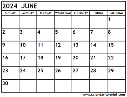 June 2024 Calendar Printable