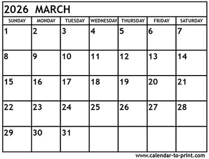 March 2026 calendar
