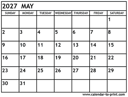 May 2027 calendar