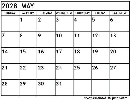May 2028 calendar