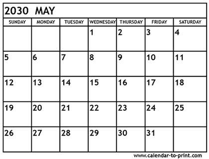 May 2030 calendar