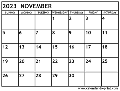 November 2023 calendar