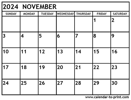 November 2024 calendar