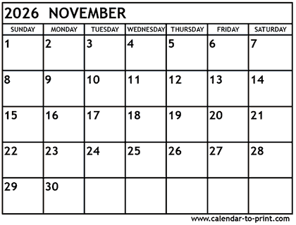 November 2026 calendar