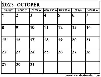 October 2023 calendar