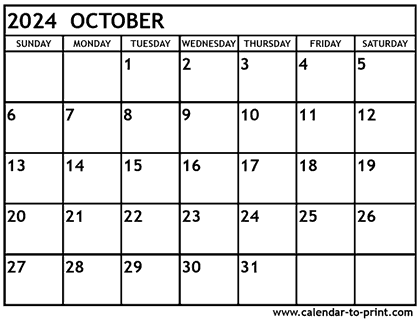 October 2024 calendar