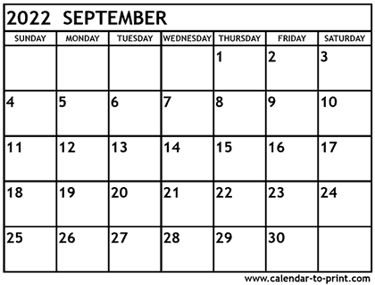 September 2022 calendar