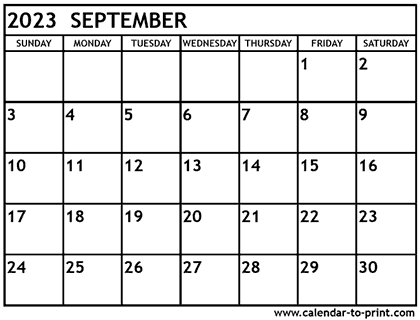 September 2023 calendar