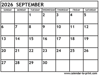 September 2026 calendar
