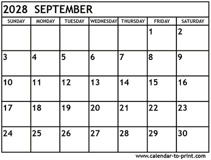 September 2028 calendar