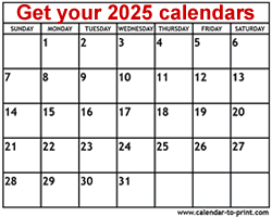 2025 calendar