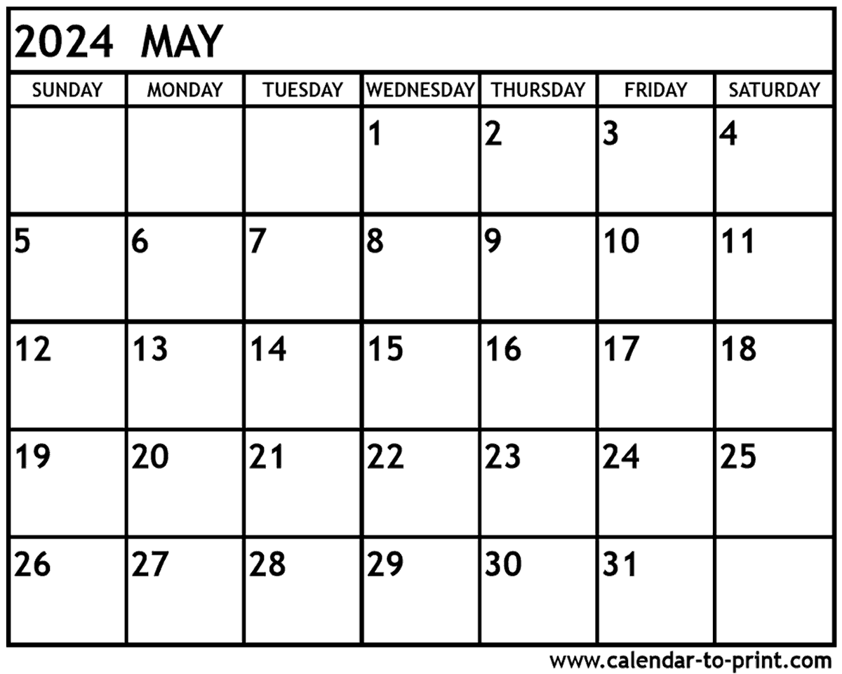 May 2024 Printable Monthly Calendar Riset