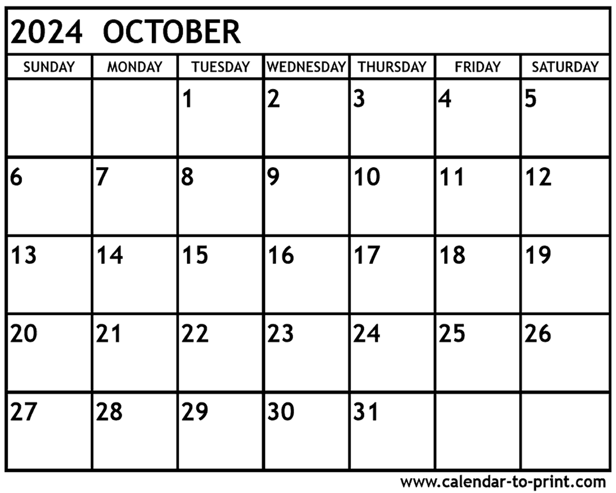 October 2024 Calendar Printable